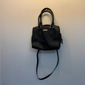 Calvin Klein Black Leather Satchel with Crossbody Strap